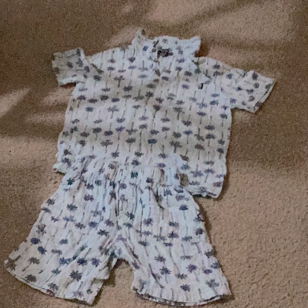 DKNY Kids Blue and White Palm Pajama Set